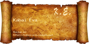 Kabai Éva névjegykártya